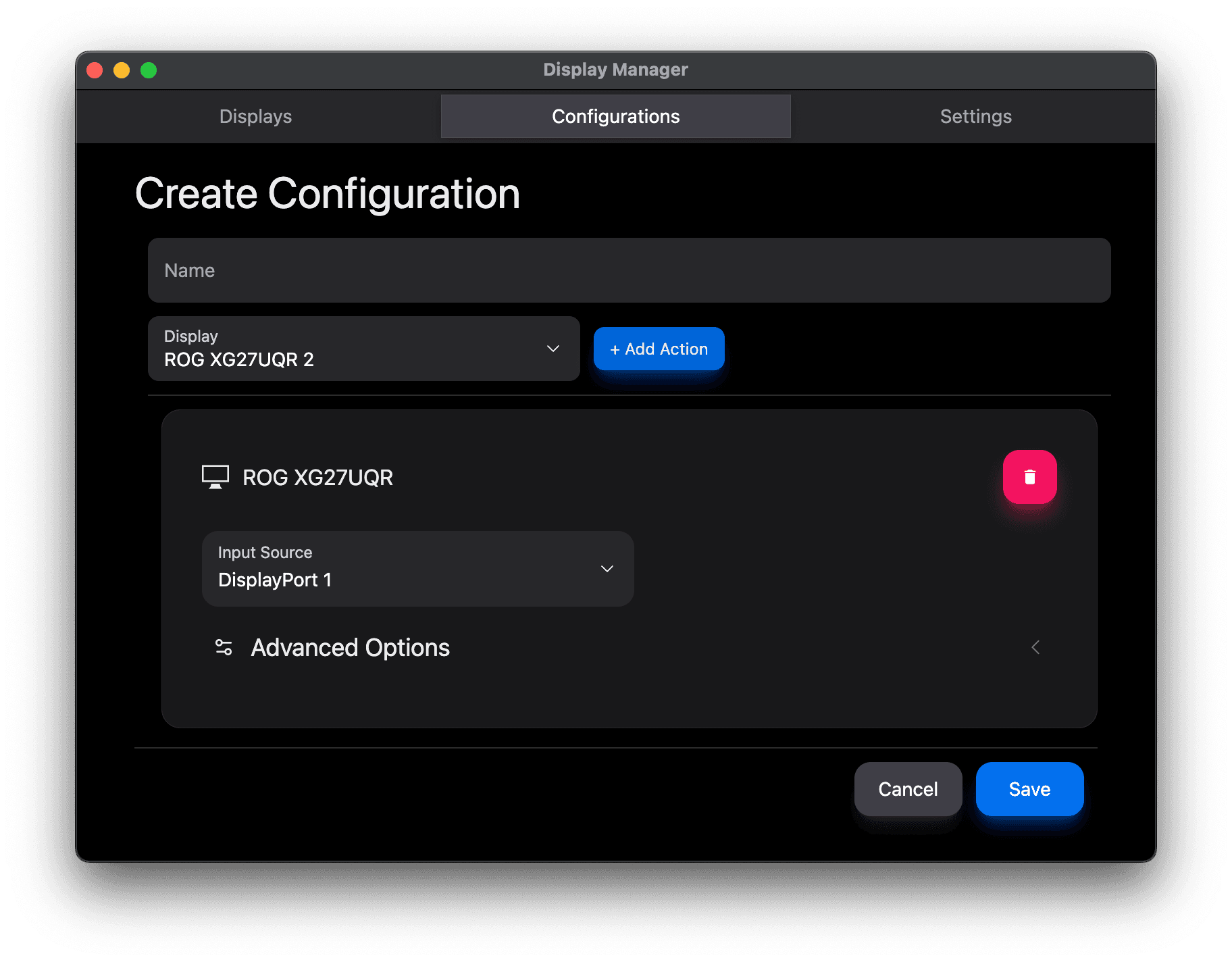 Create display configurations
